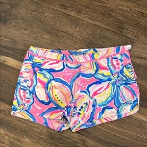 Lilly Pulitzer Pink and Blue Floral Athletic Shorts